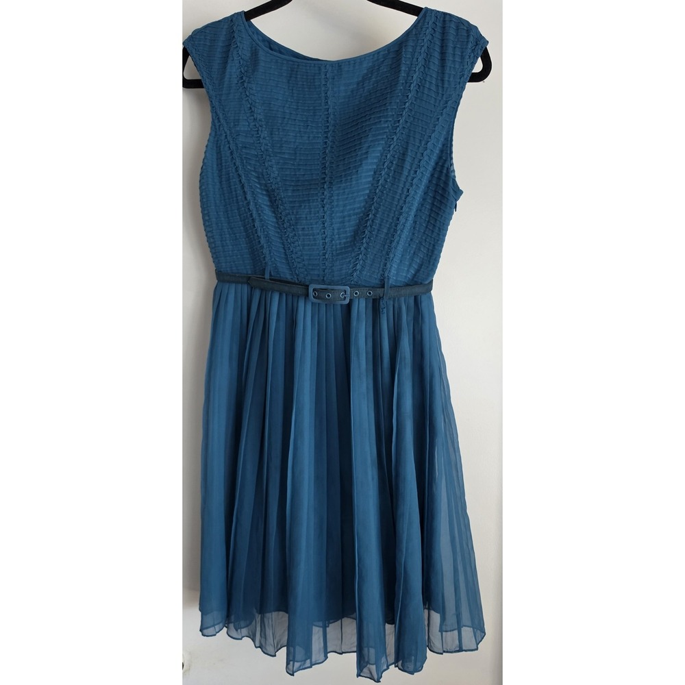 Vintage Catherine Malandrino Dress Sz 4 Sleeveless Teal Silk Blend Wedding Guest